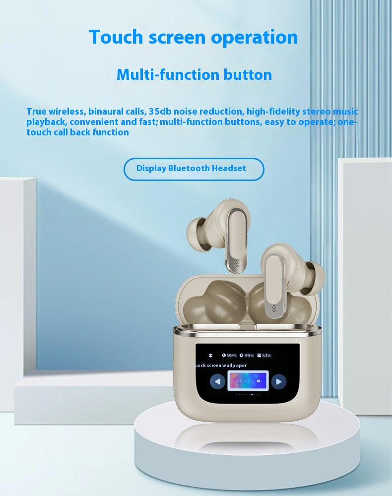 Ultra Long Battery Life Noise Cancelling Smart Screen Bluetooth Earphones V8