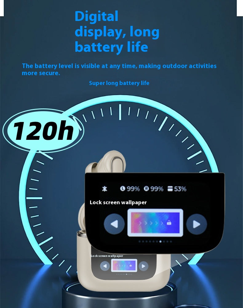 Ultra Long Battery Life Noise Cancelling Smart Screen Bluetooth Earphones V8