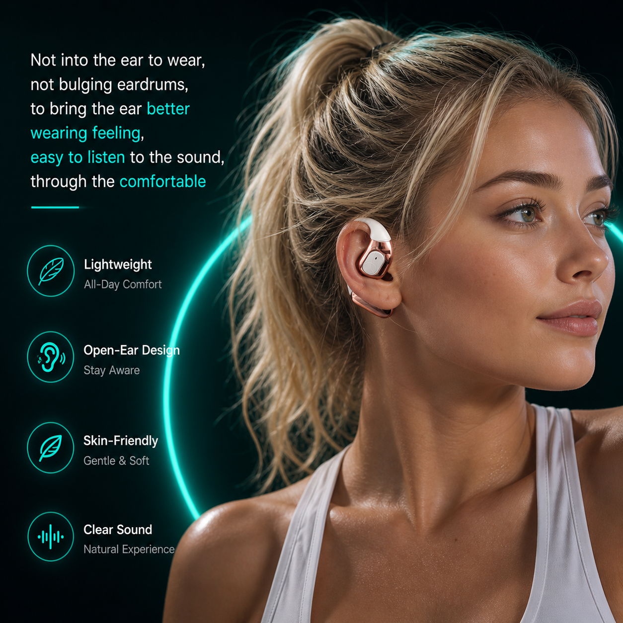 Q80 Open-Ear Wireless Earbuds Secure Fit • All-Day Comfort • Clear Calls